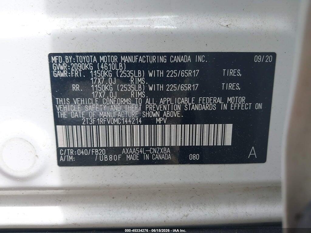 2T3F1RFV0MC144214 2021 TOYOTA RAV4 photo no. 9