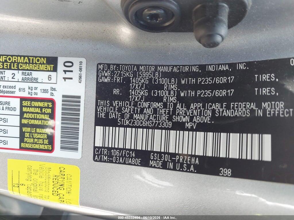 5TDKZ3DC6HS773309 2017 TOYOTA SIENNA photo no. 9