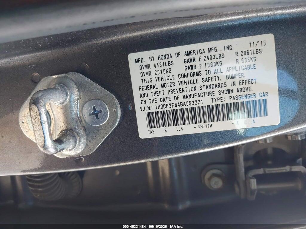 1HGCP2F84BA053221 2011 HONDA ACCORD photo no. 9