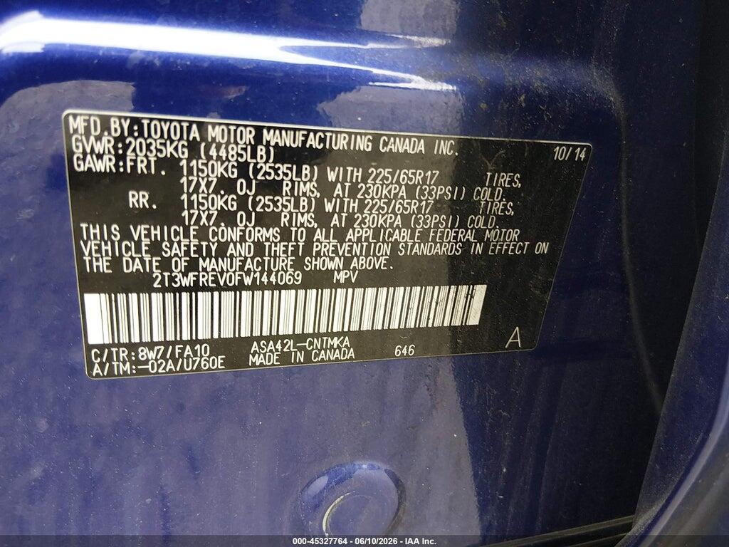 2T3WFREV0FW144069 2015 TOYOTA RAV4 photo no. 9