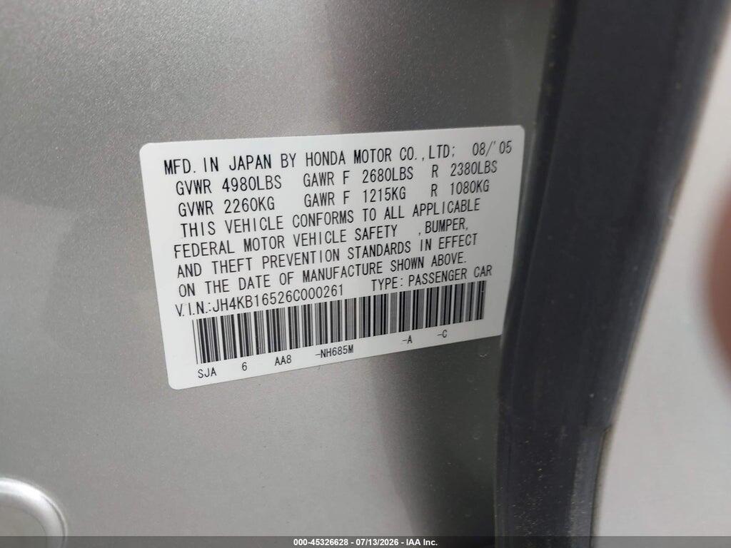 JH4KB16586C007702 2006 ACURA RL photo no. 9