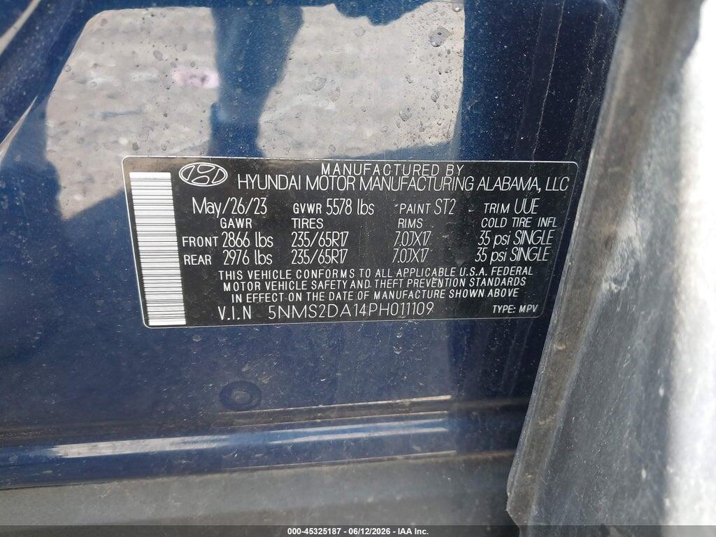 5NMS2DA14PH011109 2023 HYUNDAI SANTA FE HYBRID photo no. 9