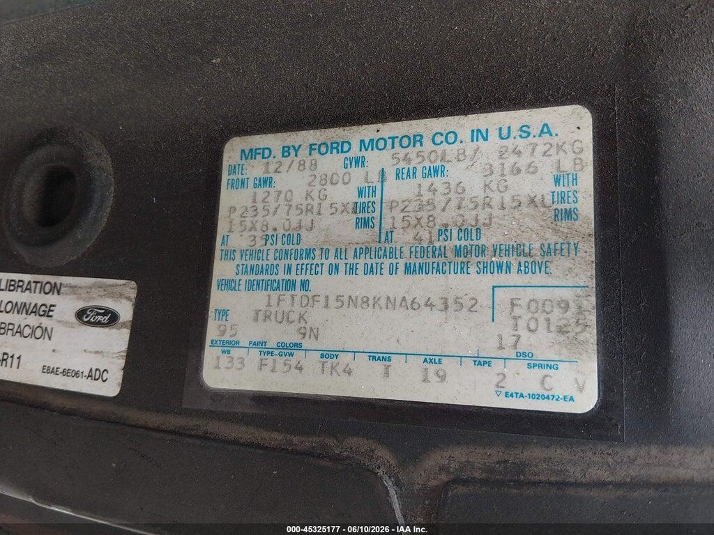 1FTDF15N8KNA64352 1989 FORD F150 photo no. 9