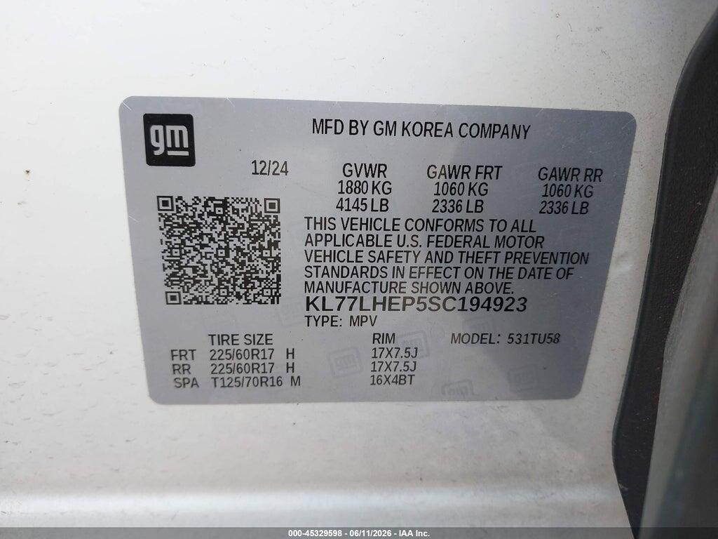 KL77LHEP5SC194923 2025 CHEVROLET TRAX photo no. 9