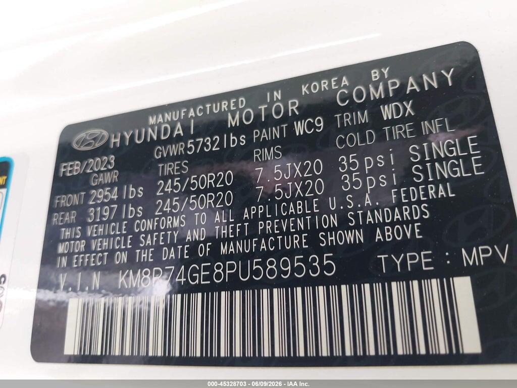 KM8R74GE8PU589535 2023 HYUNDAI PALISADE photo no. 9
