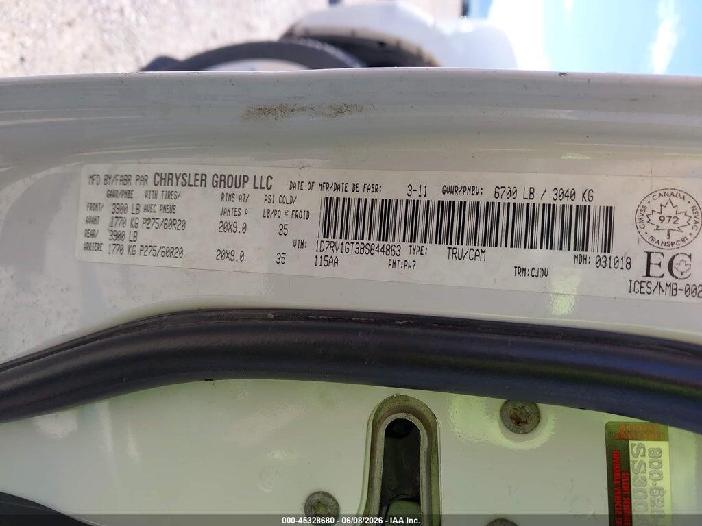 1D7RV1GT3BS644863 2011 RAM RAM 1500 photo no. 9