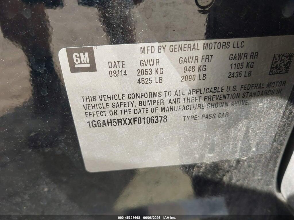 1G6AH5RXXF0106378 2015 CADILLAC ATS photo no. 9