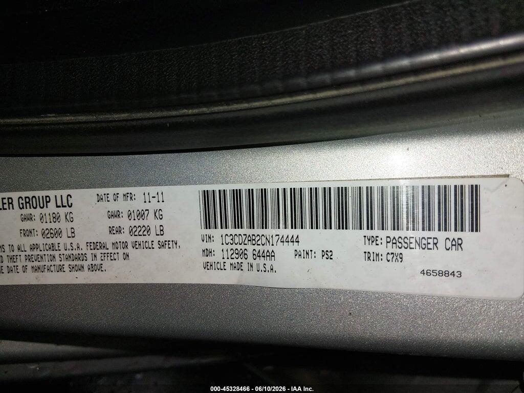 1C3CDZAB2CN174444 2012 DODGE AVENGER photo no. 9