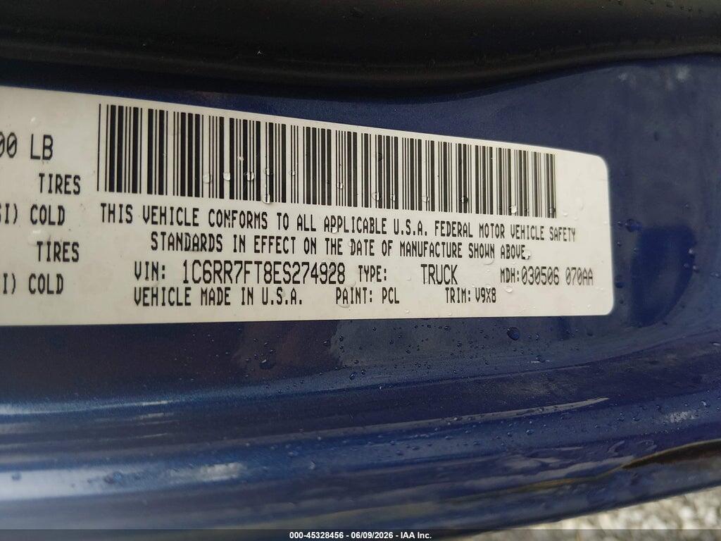 1C6RR7FT8ES274928 2014 RAM 1500 photo no. 9