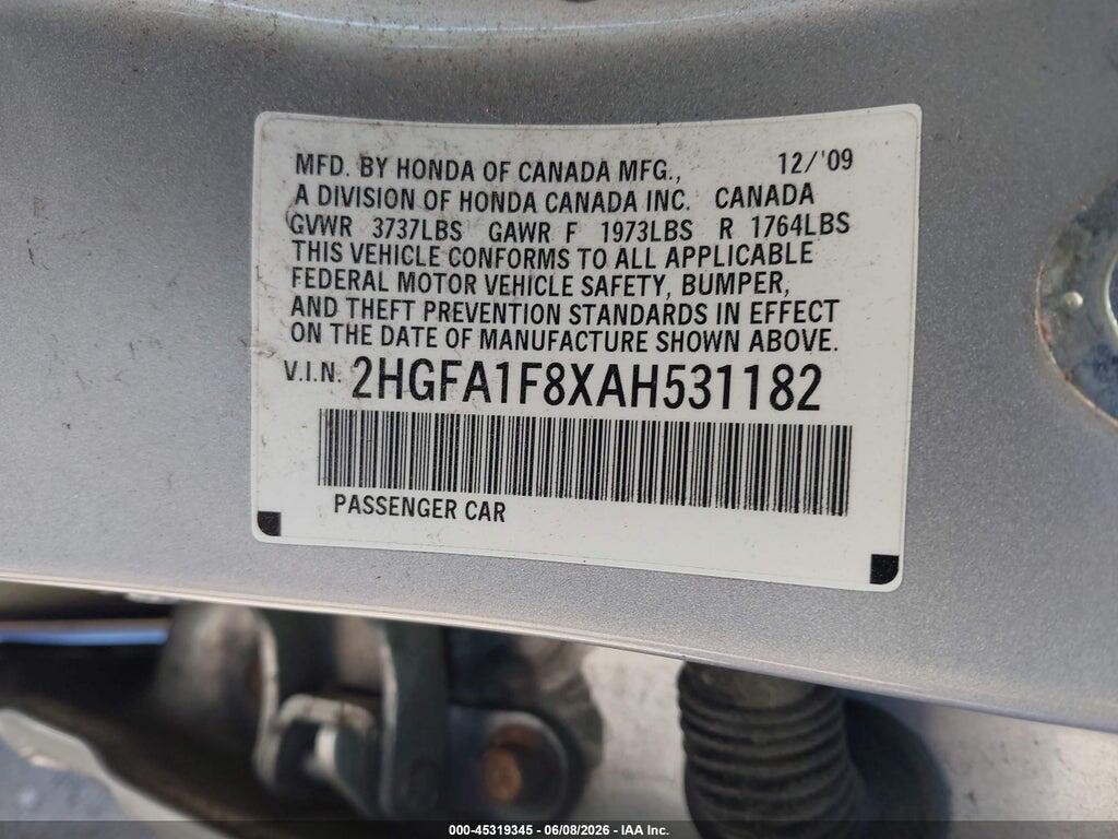 2HGFA1F8XAH531182 2010 HONDA CIVIC photo no. 9