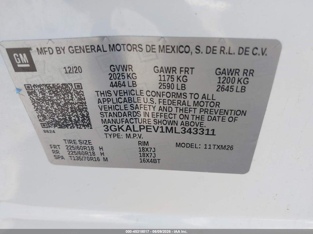 3GKALPEV1ML343311 2021 GMC TERRAIN photo no. 9