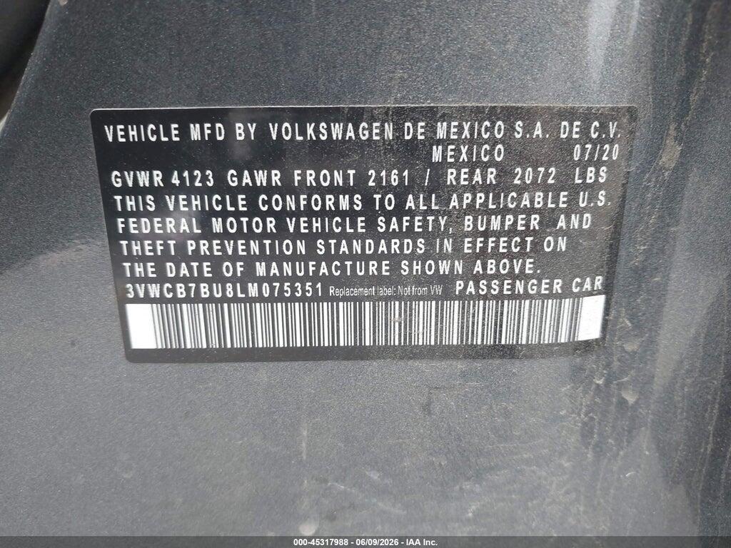 3VWCB7BU8LM075351 2020 VOLKSWAGEN JETTA photo no. 9