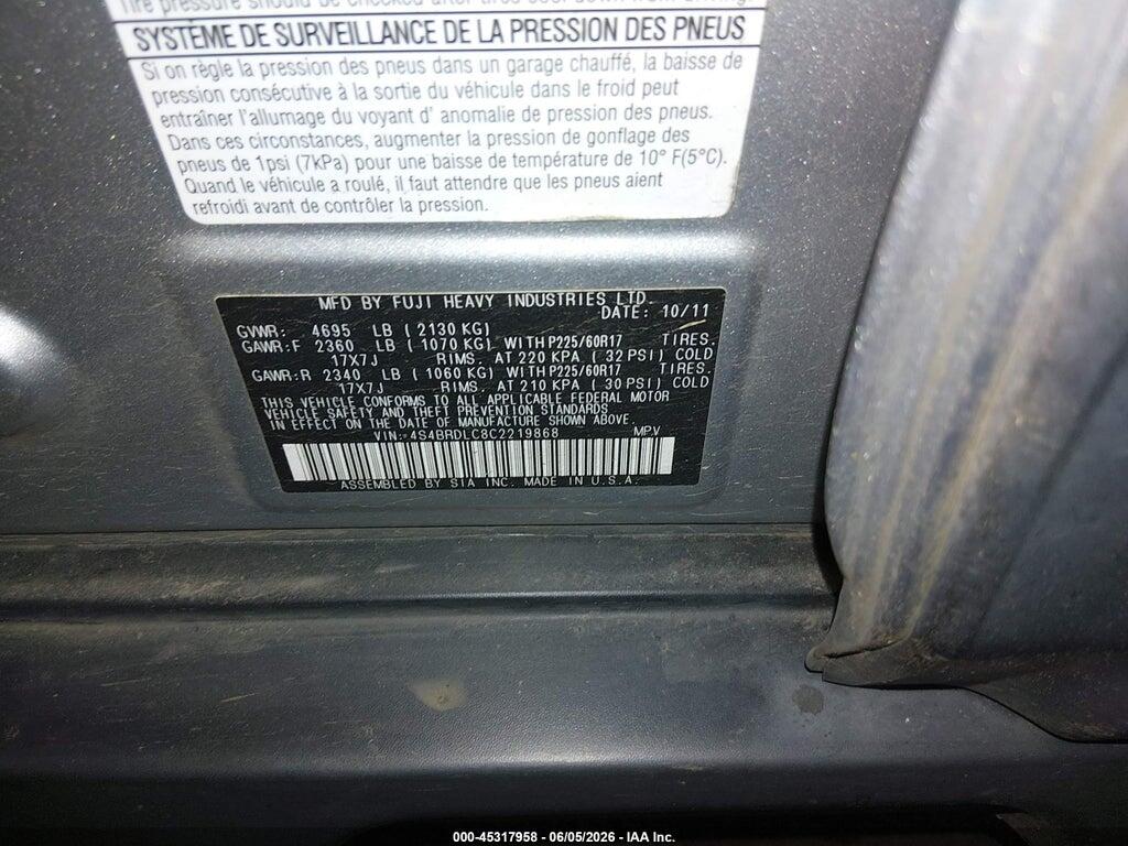 4S4BRDLC8C2219868 2012 SUBARU OUTBACK photo no. 9