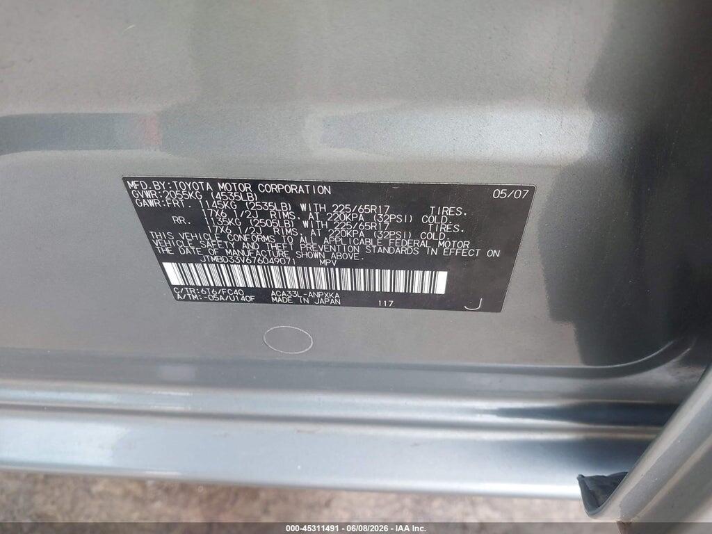 JTMBD33V676049071 2007 TOYOTA RAV4 photo no. 9