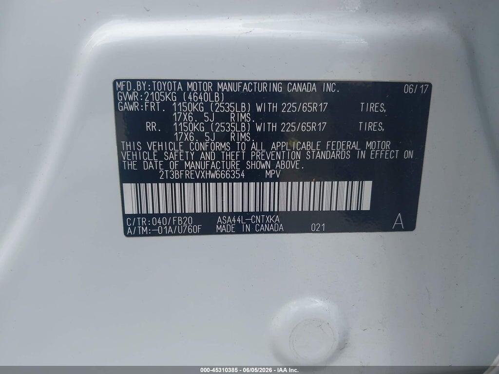 2T3BFREVXHW666354 2017 TOYOTA RAV4 photo no. 9