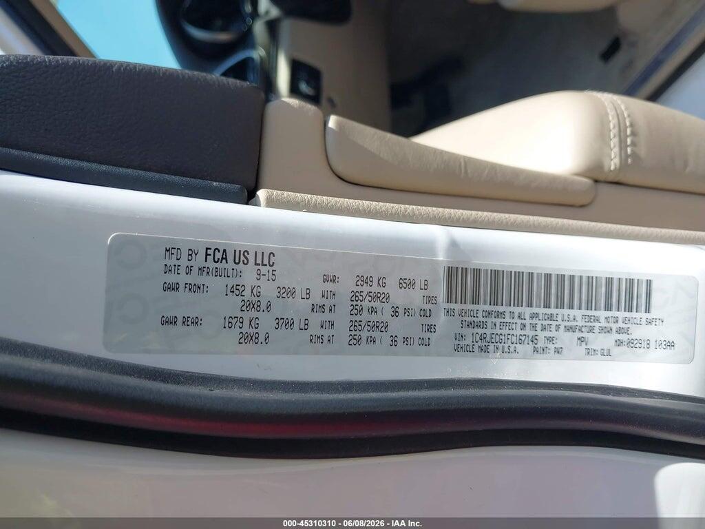 1C4RJECG1FC167145 2015 JEEP GRAND CHEROKEE photo no. 9