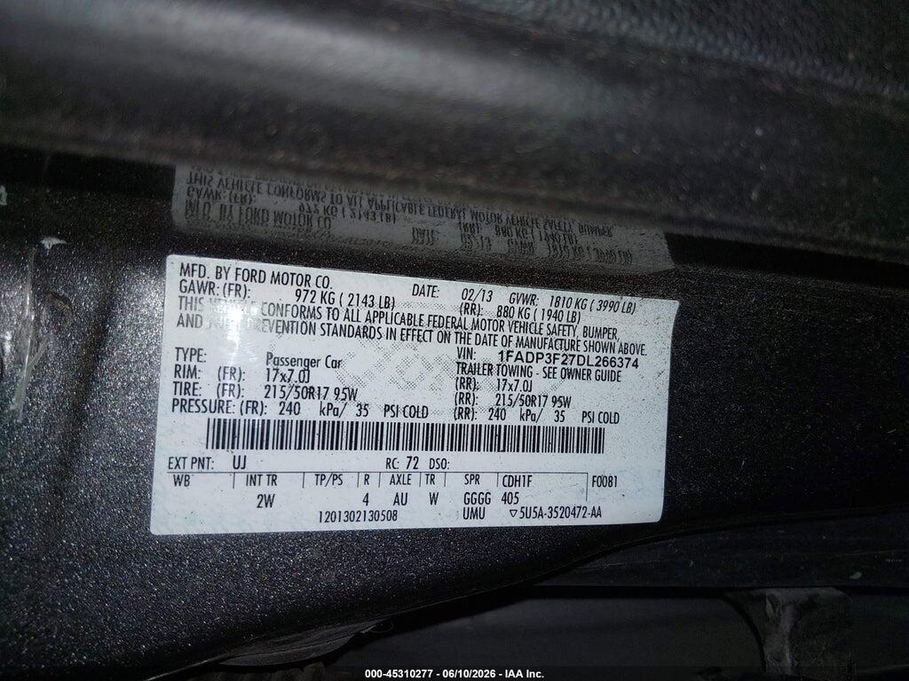 1FADP3F27DL266374 2013 FORD FOCUS photo no. 9