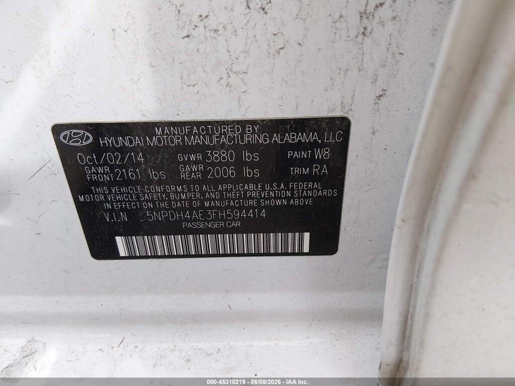 5NPDH4AE3FH594414 2015 HYUNDAI ELANTRA photo no. 9