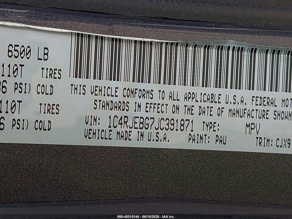 1C4RJEBG7JC391871 2018 JEEP GRAND CHEROKEE photo no. 9