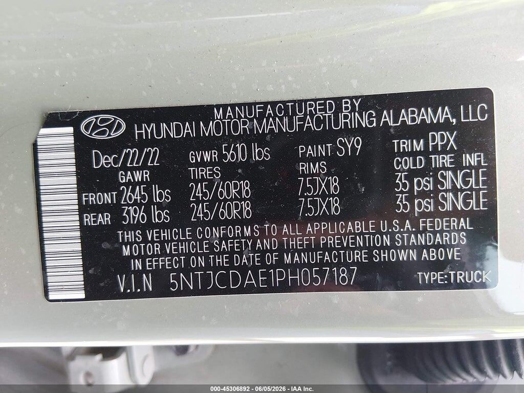 5NTJCDAE1PH057187 2023 HYUNDAI SANTA CRUZ photo no. 9