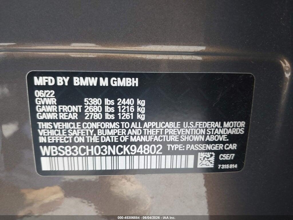 WBS83CH03NCK94802 2022 BMW M5 photo no. 9