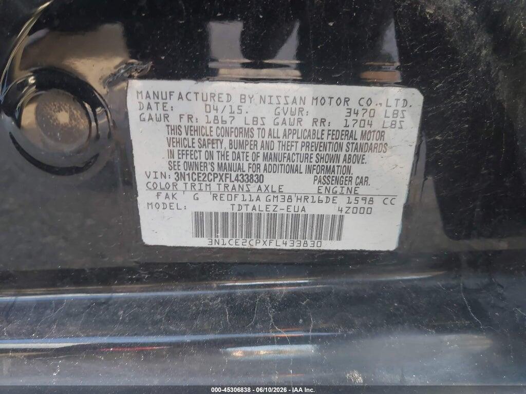 3N1CE2CPXFL433830 2015 NISSAN VERSA NOTE photo no. 9