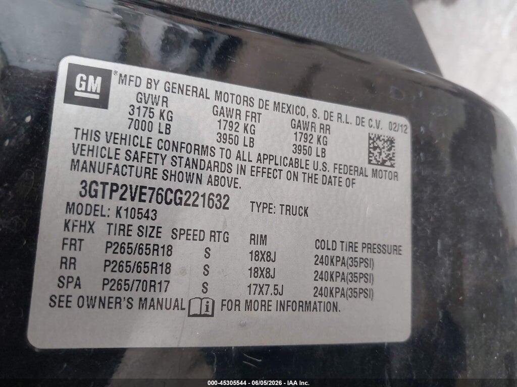 3GTP2VE76CG221632 2012 GMC SIERRA 1500 photo no. 9