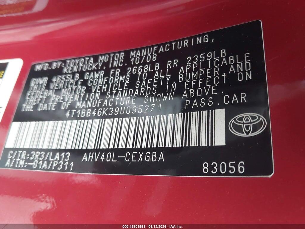 4T1BB46K39U095271 2009 TOYOTA CAMRY HYBRID photo no. 9