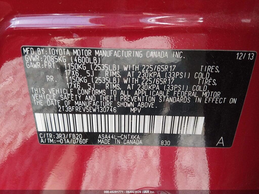 2T3BFREV5EW130746 2014 TOYOTA RAV4 photo no. 9