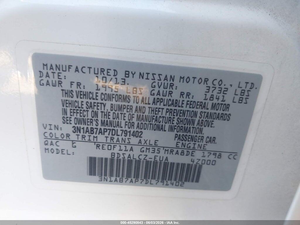 3N1AB7AP7DL791402 2013 NISSAN SENTRA photo no. 9