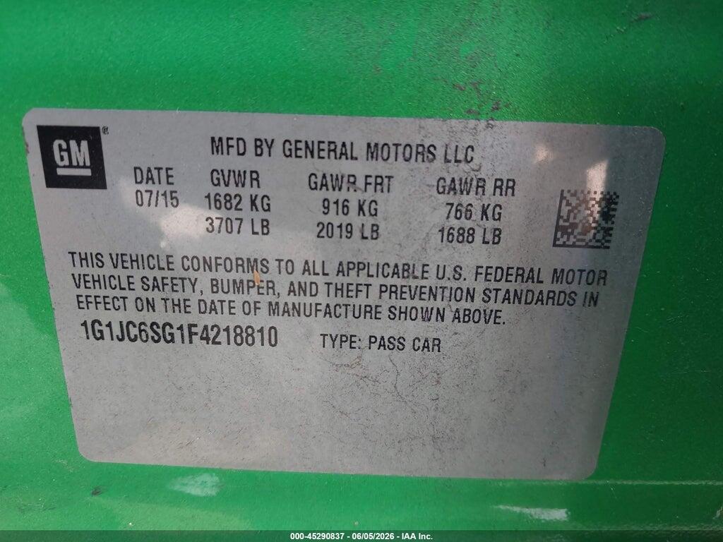 1G1JC6SG1F4218810 2015 CHEVROLET SONIC photo no. 9