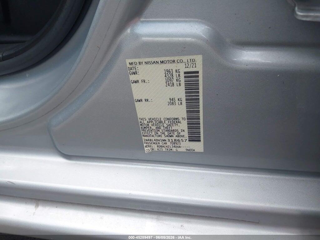 1N4BL4DV1NN318657 2022 NISSAN ALTIMA photo no. 9