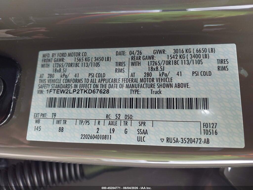 1FTEW2LP2TKD67628 2026 FORD F-150 photo no. 9