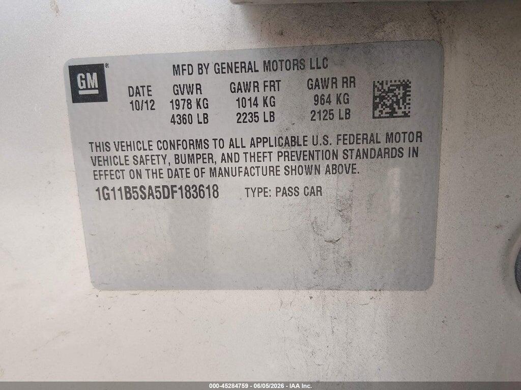 1G11B5SA5DF183618 2013 CHEVROLET MALIBU photo no. 9