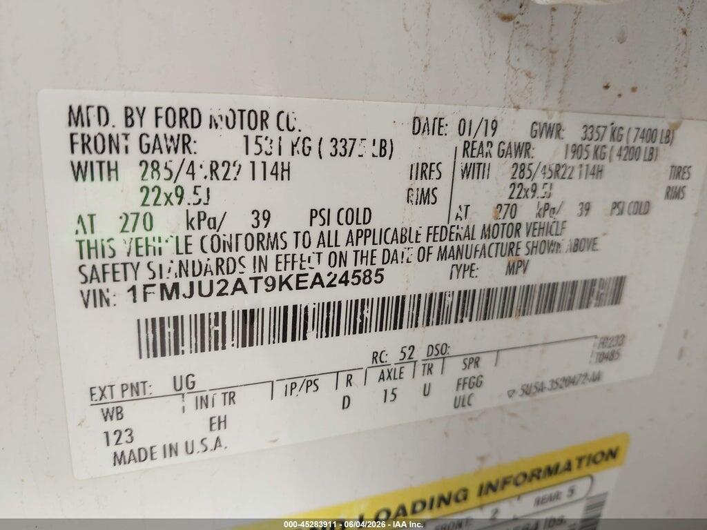 1FMJU2AT9KEA24585 2019 FORD EXPEDITION photo no. 9