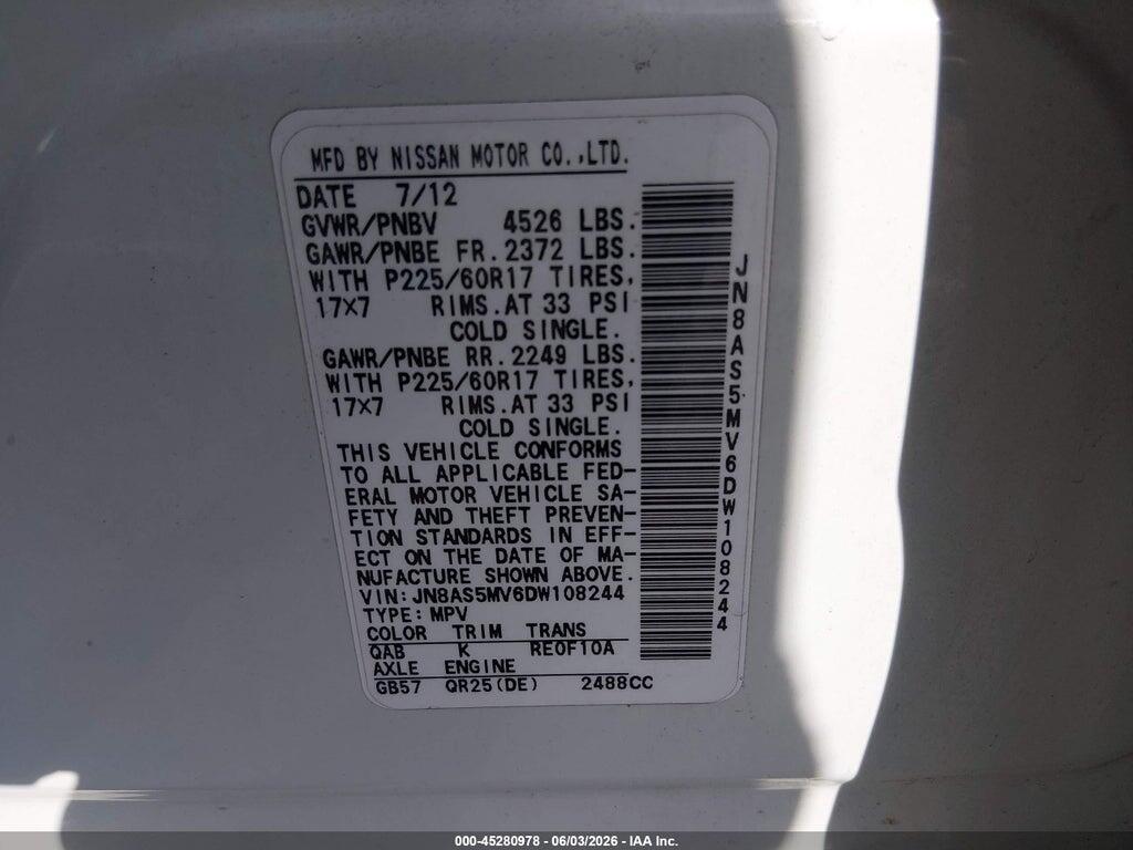 JN8AS5MV6DW108244 2013 NISSAN ROGUE photo no. 9