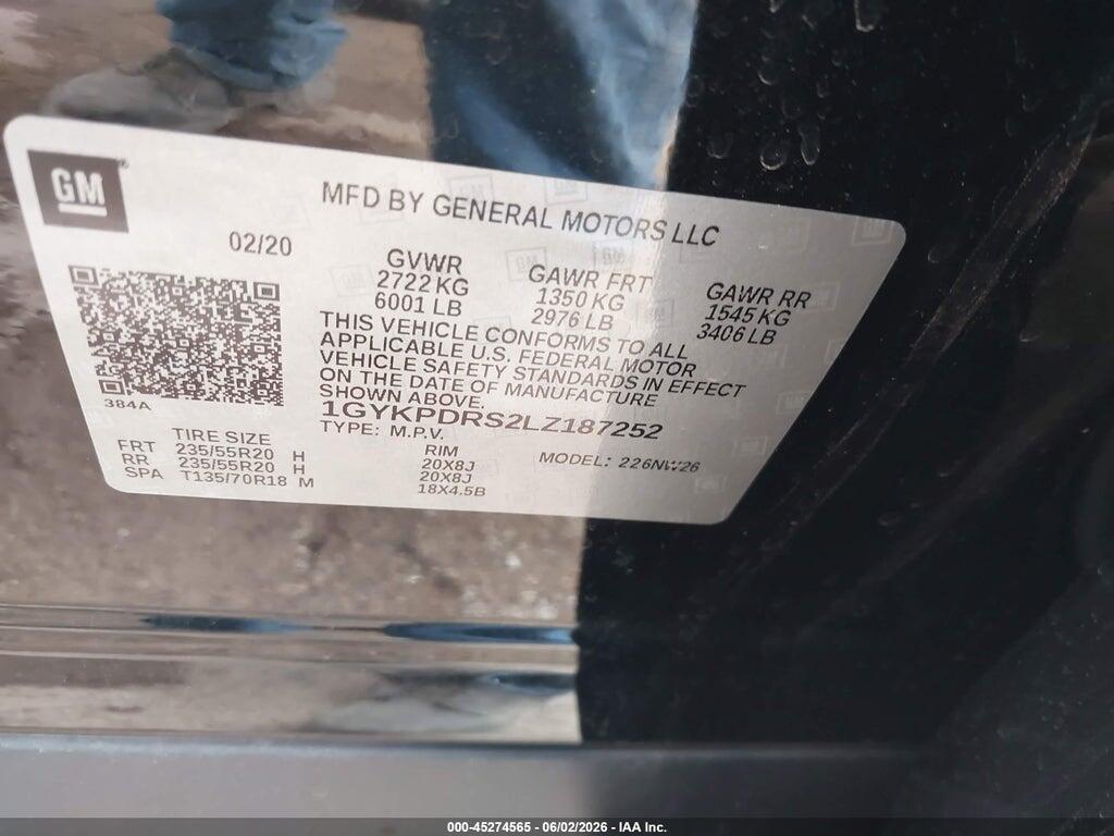 1GYKPDRS2LZ187252 2020 CADILLAC XT6 photo no. 9