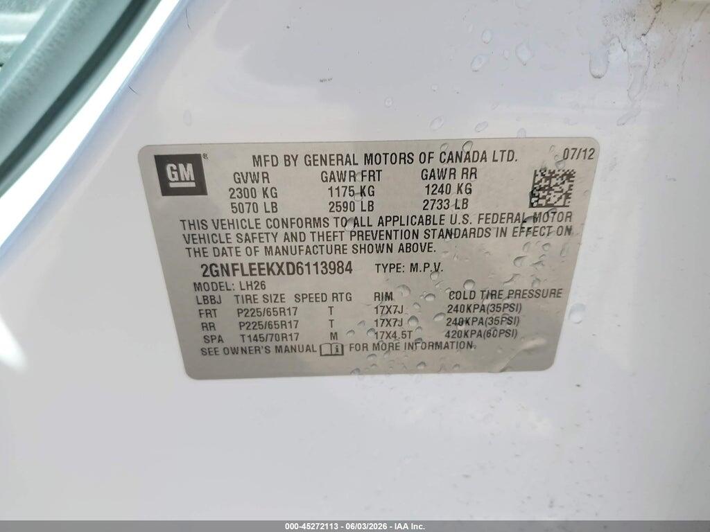 2GNFLEEKXD6113984 2013 CHEVROLET EQUINOX photo no. 9