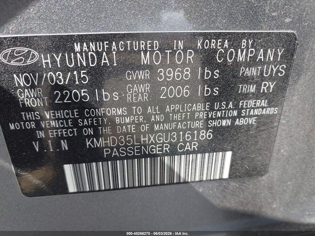 KMHD35LHXGU316186 2016 HYUNDAI ELANTRA GT photo no. 9