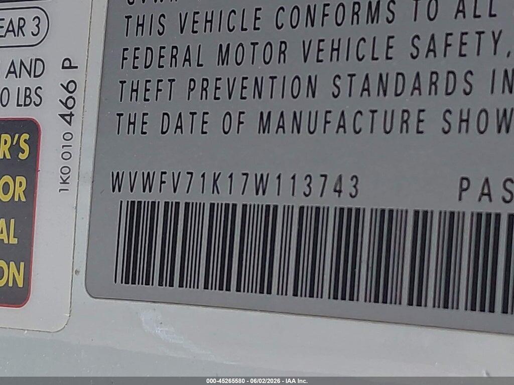 WVWFV71K17W113743 2007 VOLKSWAGEN GTI photo no. 9