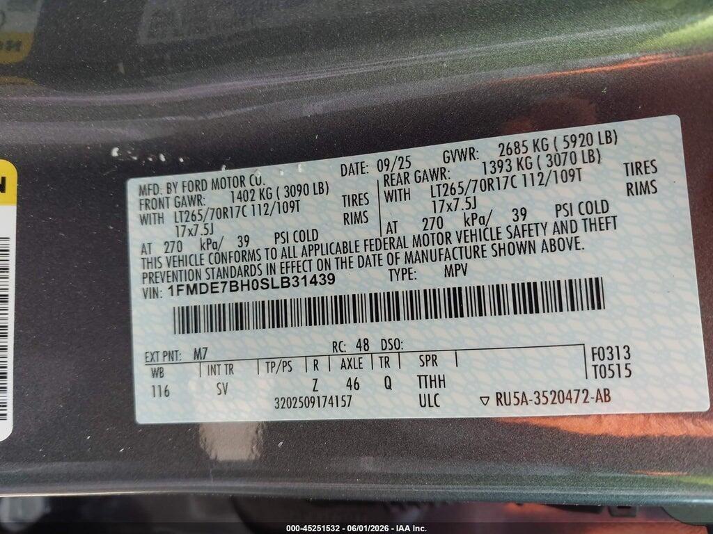 1FMDE7BH0SLB31439 2025 FORD BRONCO photo no. 9