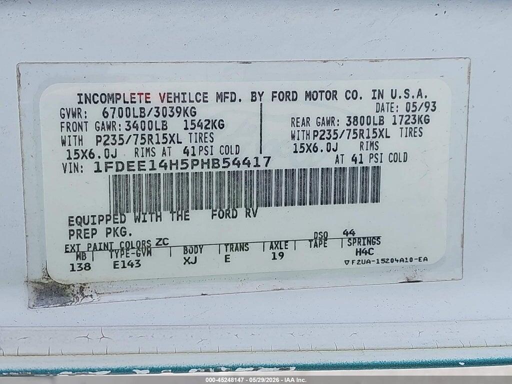 1FDEE14H5PHB54417 1993 FORD ECONOLINE photo no. 9