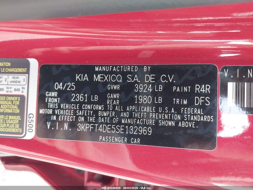 3KPFT4DE5SE132969 2025 KIA K4 photo no. 9