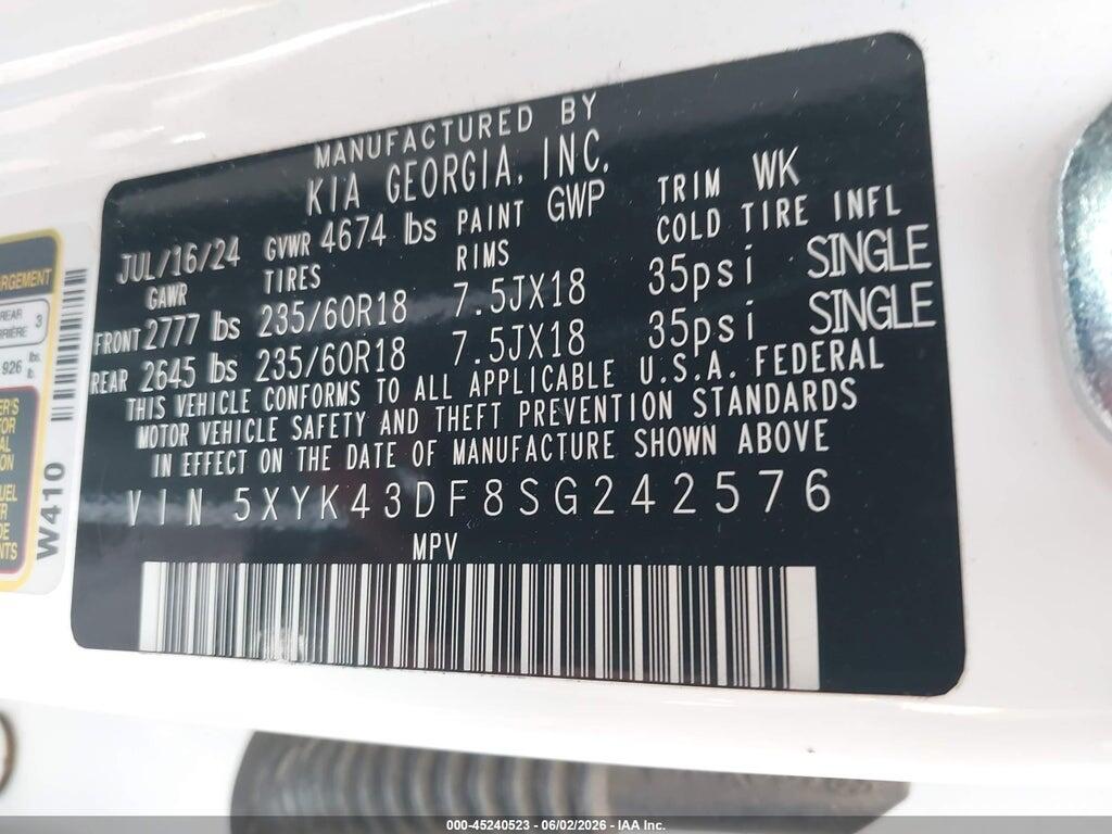 5XYK43DF8SG242576 2025 KIA SPORTAGE photo no. 9