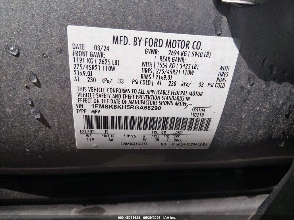 1FMSK8KH5RGA66290 2024 FORD EXPLORER photo no. 9