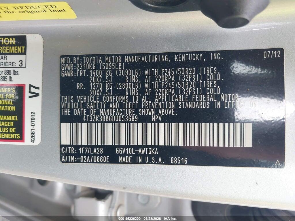 4T3ZK3BB6DU053689 2013 TOYOTA VENZA photo no. 9