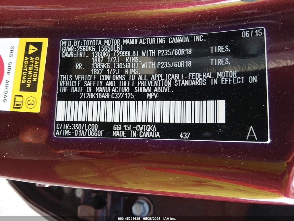 2T2BK1BA8FC327125 2015 LEXUS RX 350 photo no. 9