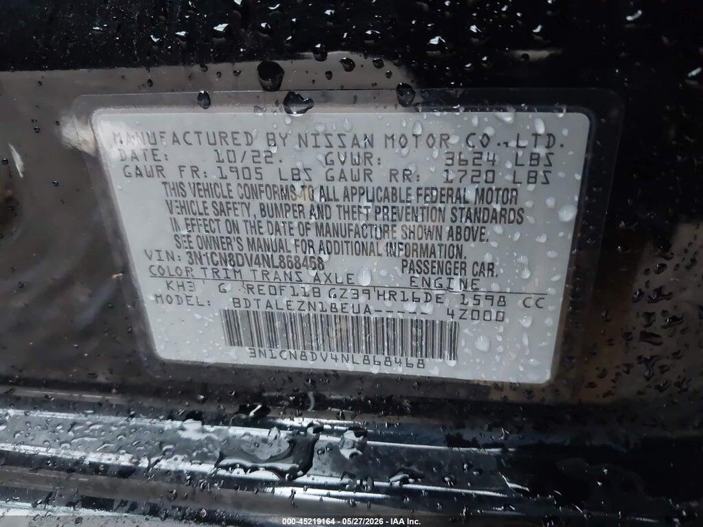 3N1CN8DV4NL868468 2022 NISSAN VERSA photo no. 9