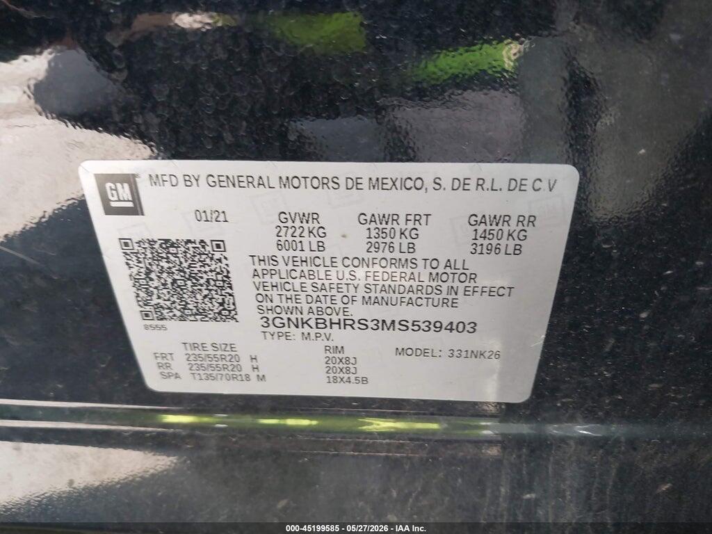 3GNKBHRS3MS539403 2021 CHEVROLET BLAZER photo no. 9