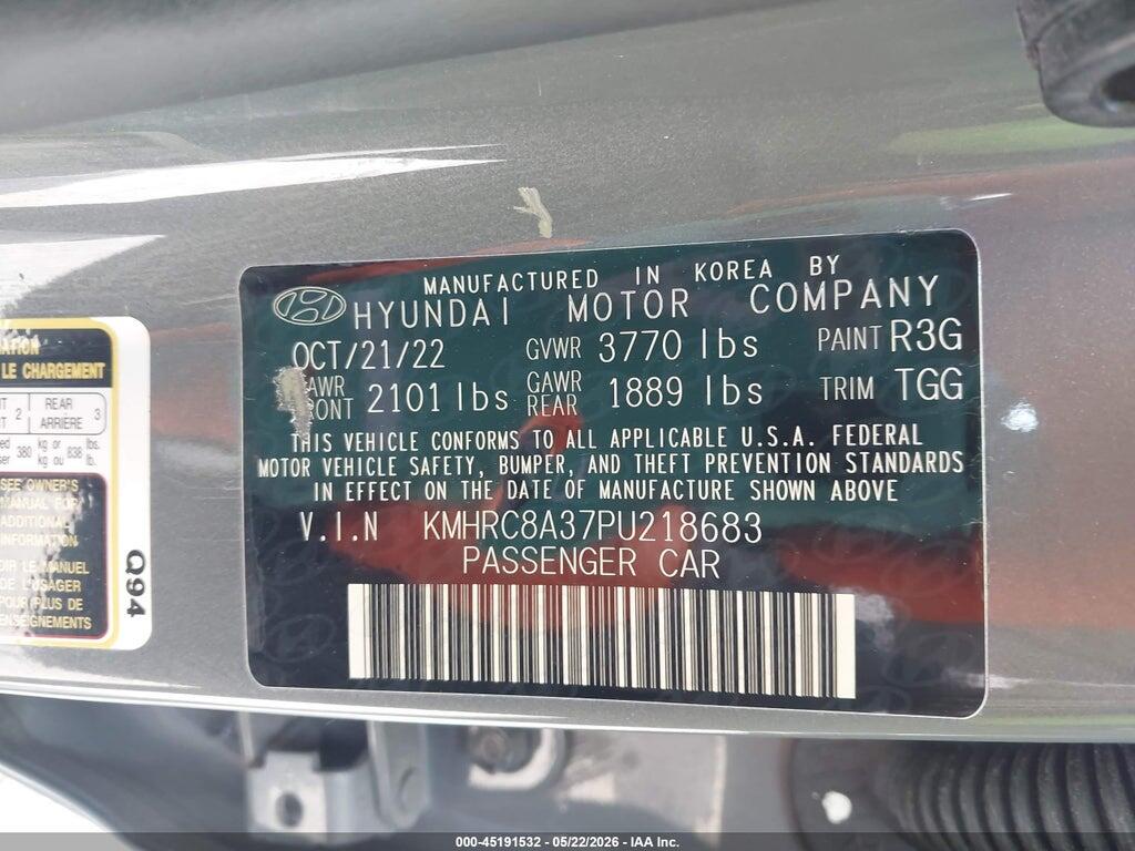KMHRC8A37PU218683 2023 HYUNDAI VENUE photo no. 9